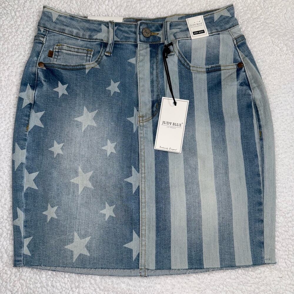Judy Blue women's size small high waist denim stars and stripes skirt